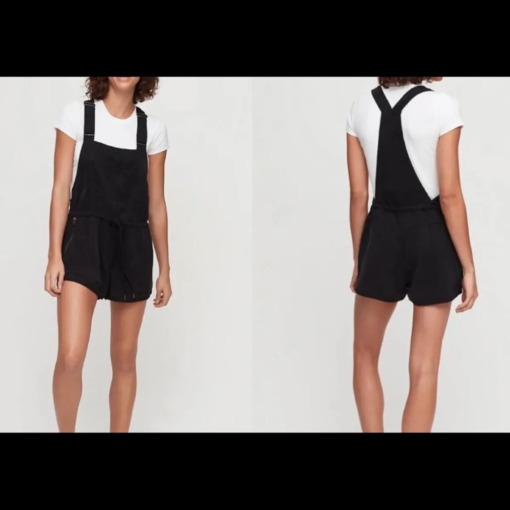 Aritzia Wilfred Free Beatriz Overall Romper Jumpsuit Lyocell Black XS NWT